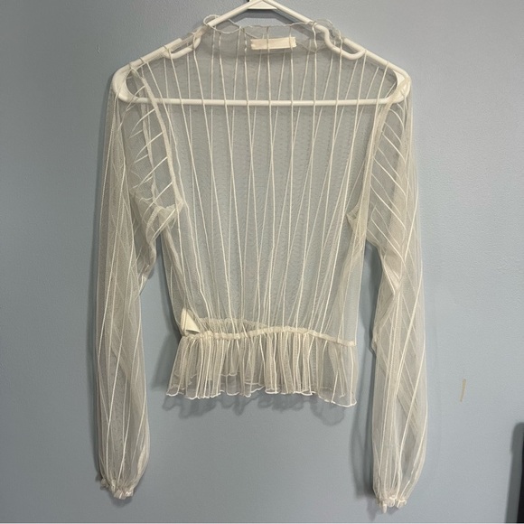Oak and Fort Mesh White Long Sleeve Top - Picture 2 of 6